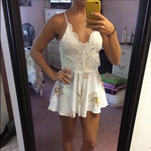 White open back romper